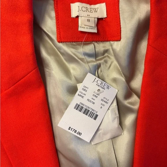 J. Crew NWT Bright Orange Blazer - Size 8 - Picture 2 of 9
